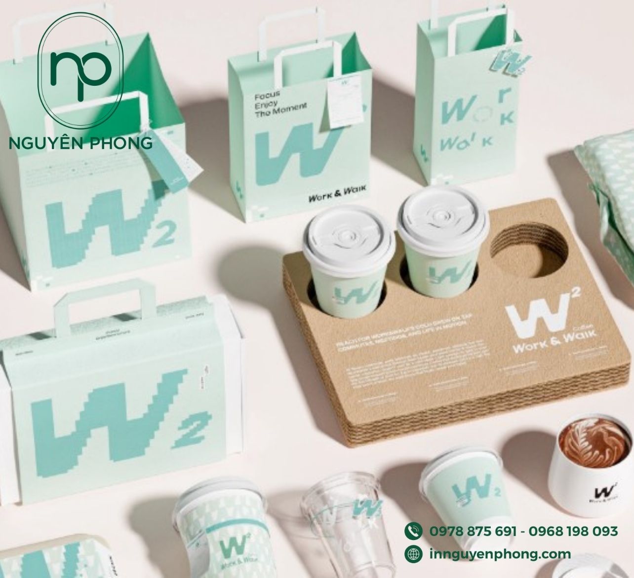 Mẫu túi giấy đựng cà phê đồng bộ 